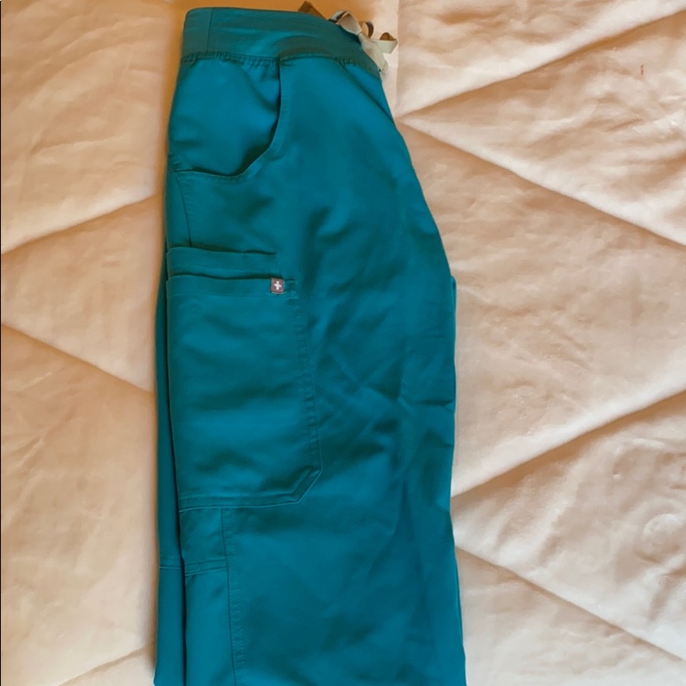 Figs Teal Kade cargo scrub pants